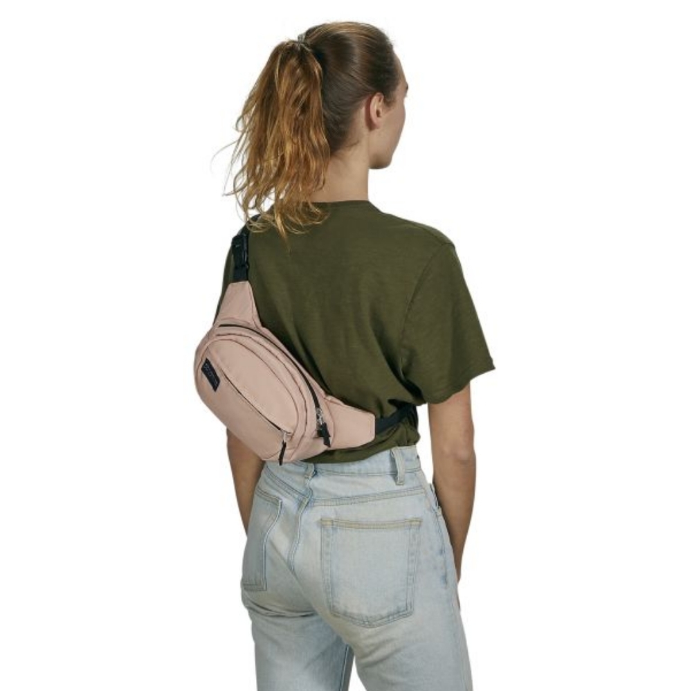 Jansport Fifth Avenue Fanny Pack in Misty Rose with Black Adjustable Waist Belt